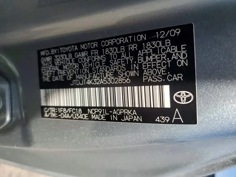 2010 TOYOTA YARIS BASE  