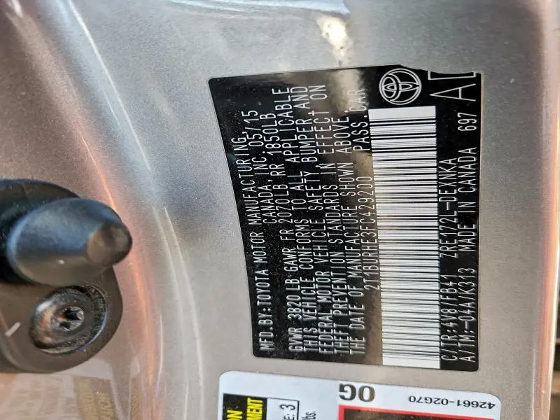 2015 TOYOTA COROLLA LE  