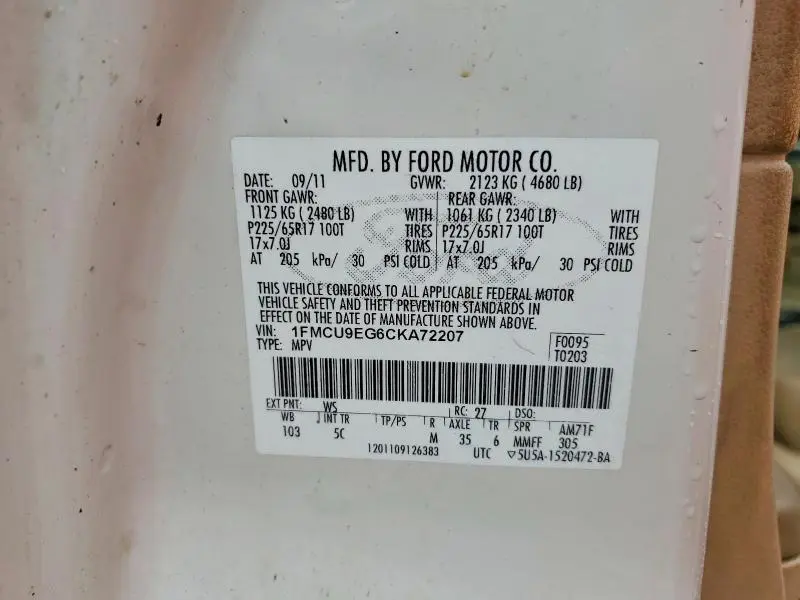 2012 FORD ESCAPE LIMITED  
