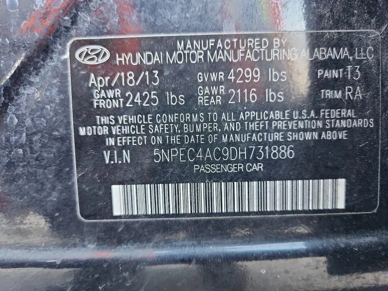 2013 HYUNDAI SONATA SE  