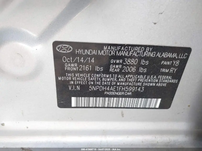 2015 HYUNDAI ELANTRA SE