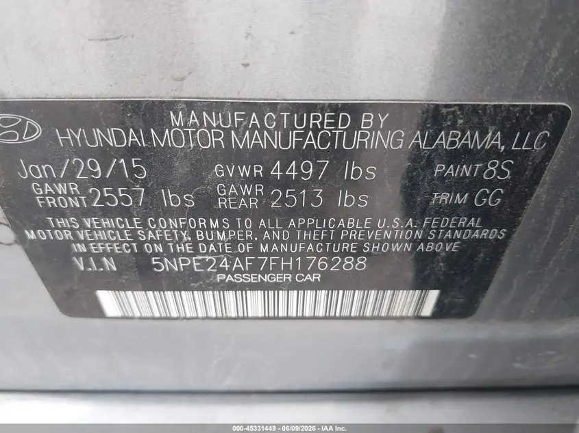 2015 HYUNDAI SONATA SE