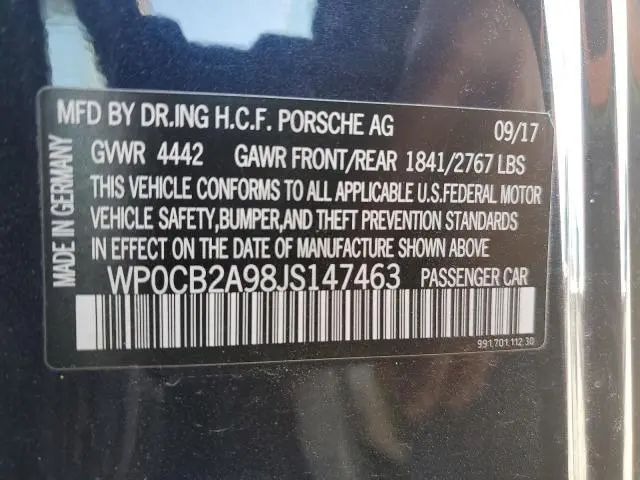 2018 PORSCHE 911 CARRERA S  