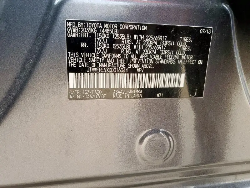 2013 TOYOTA RAV4 XLE  