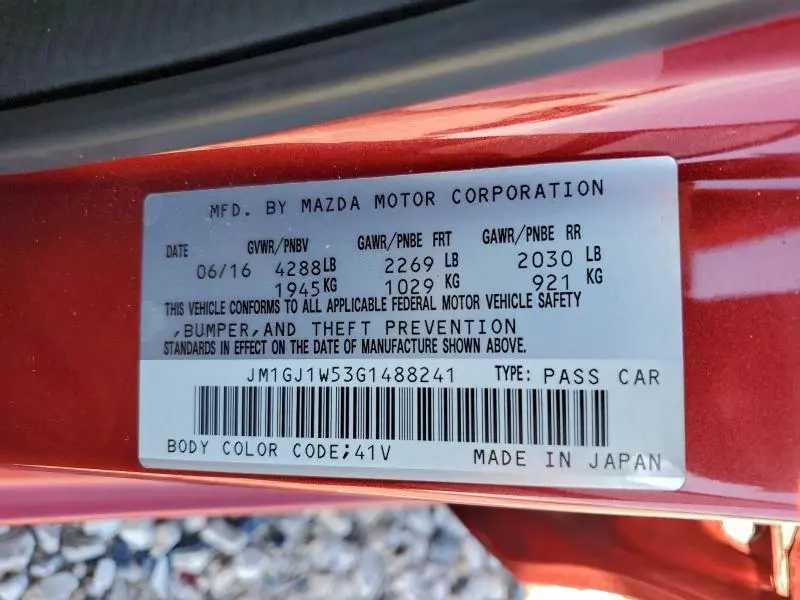 2016 MAZDA 6 GRAND TOURING  