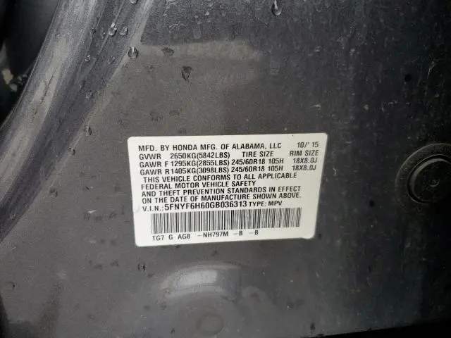 2016 HONDA PILOT EXL  