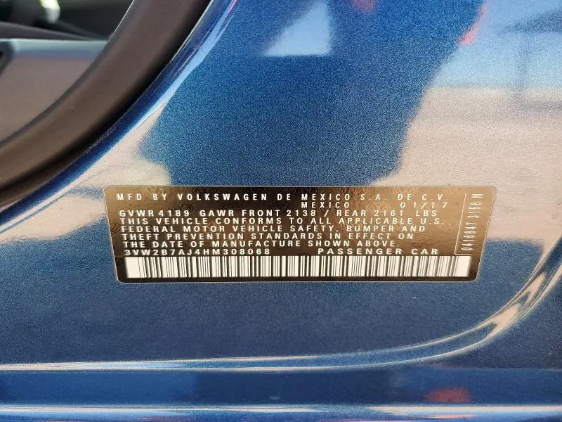 2017 VOLKSWAGEN JETTA S  