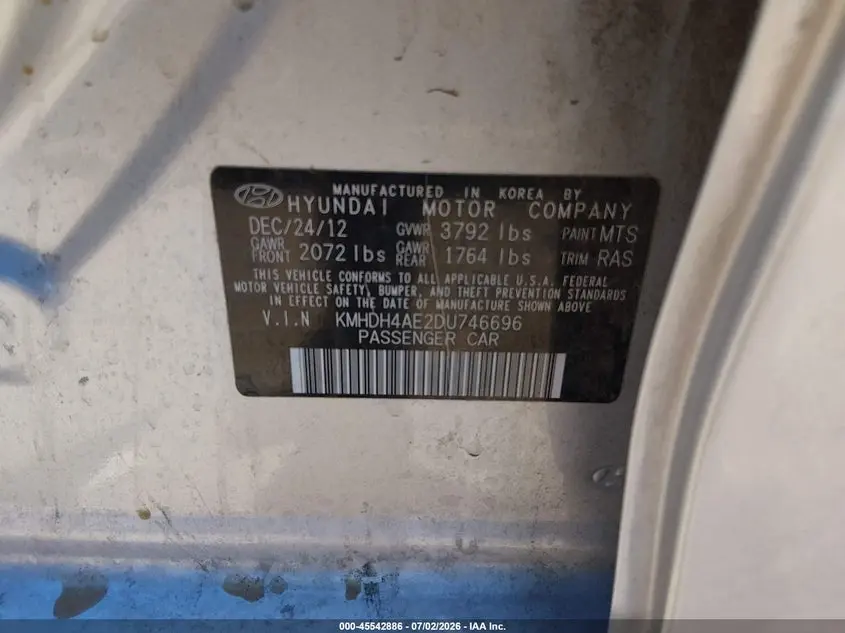 2013 HYUNDAI ELANTRA LIMITED