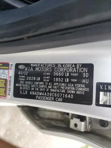 2012 KIA RIO LX  