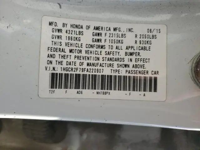 2015 HONDA ACCORD EX  