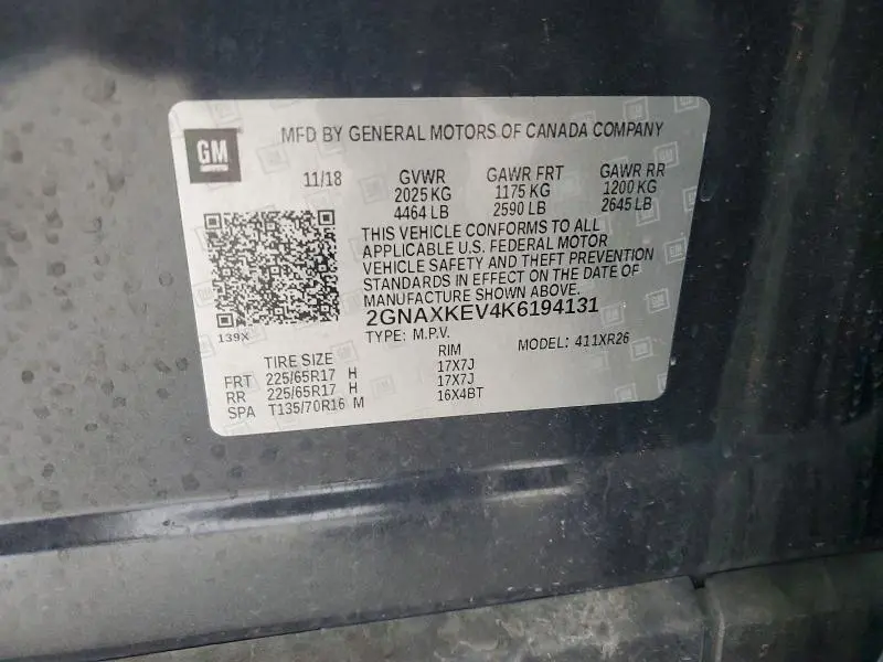 2019 CHEVROLET EQUINOX LT  