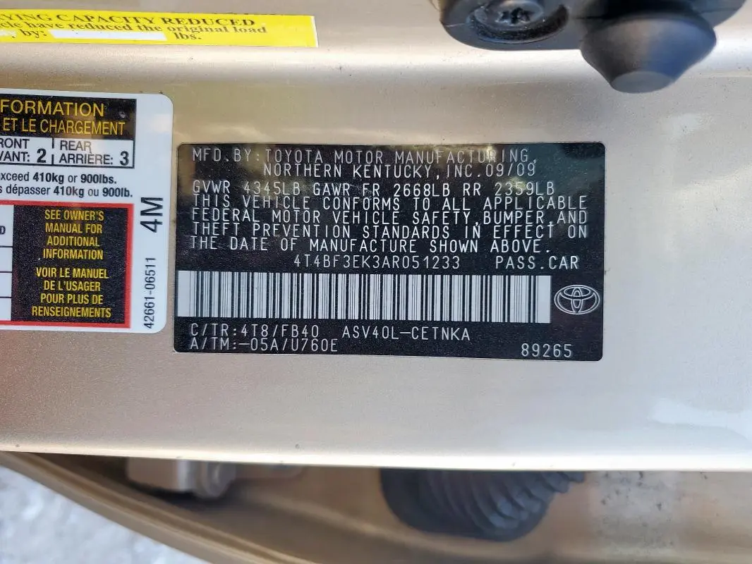 2010 TOYOTA CAMRY BASE  