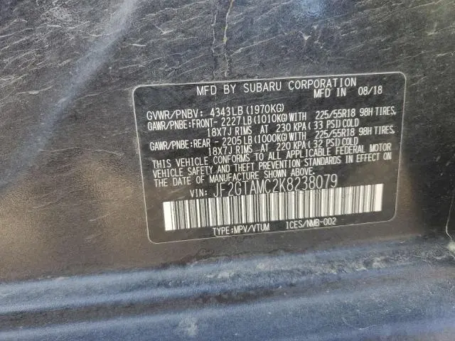 2019 SUBARU CROSSTREK LIMITED  