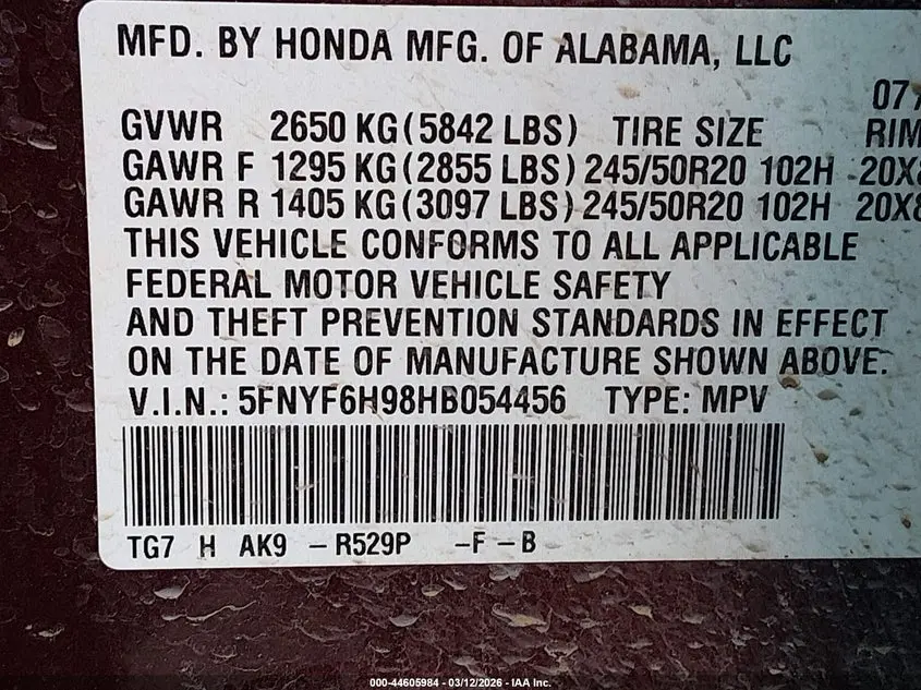 2017 HONDA PILOT TOURING