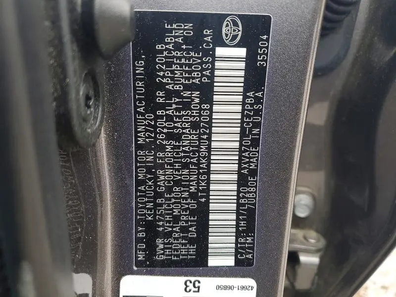 2021 TOYOTA CAMRY XSE  