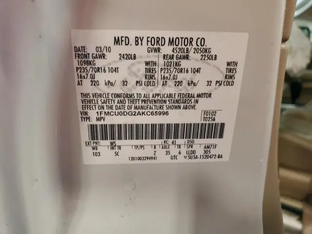 2010 FORD ESCAPE XLT  