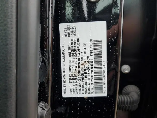 2021 HONDA RIDGELINE RTL  