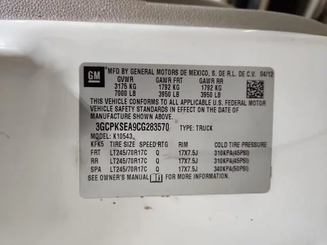 2012 CHEVROLET SILVERADO K1500 LT  