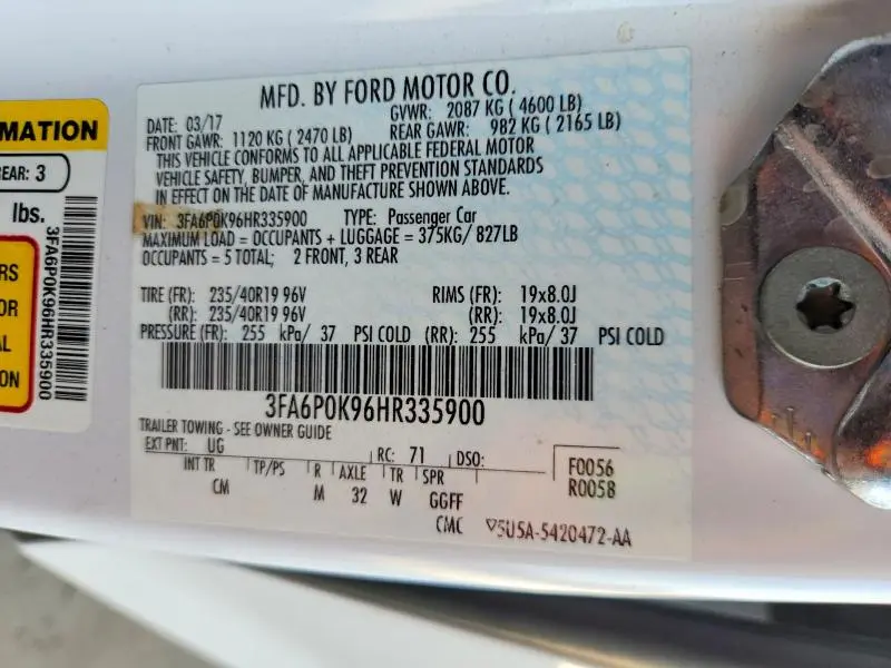 2017 FORD FUSION TITANIUM  