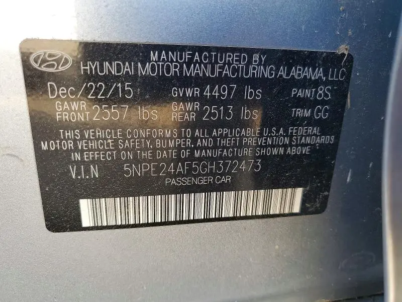 2016 HYUNDAI SONATA SE  