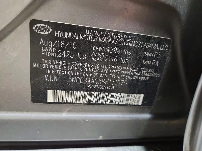 2011 HYUNDAI SONATA GLS  