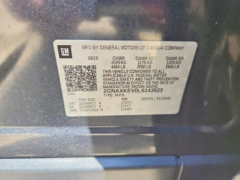 2020 CHEVROLET EQUINOX LT  