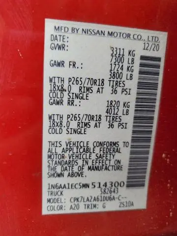 2021 NISSAN TITAN S  
