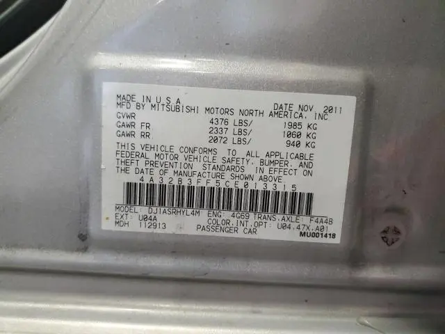 2012 MITSUBISHI GALANT ES