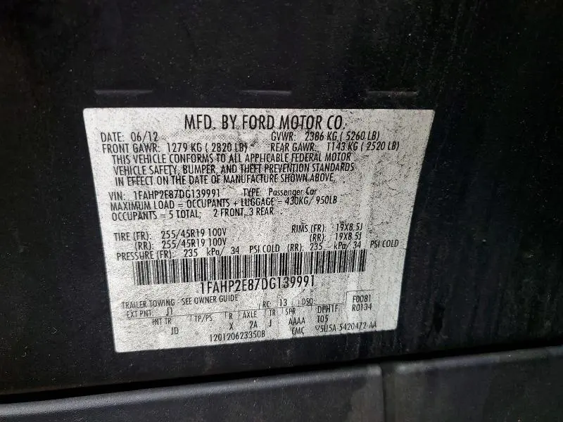 2013 FORD TAURUS SEL  