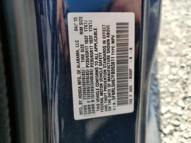 2015 HONDA ODYSSEY EXL  