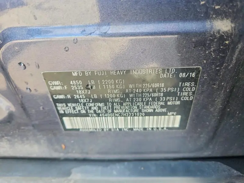 2017 SUBARU OUTBACK 3.6R LIMITED  