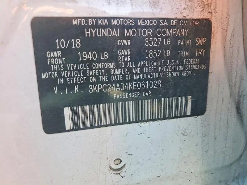 2019 HYUNDAI ACCENT SEL  