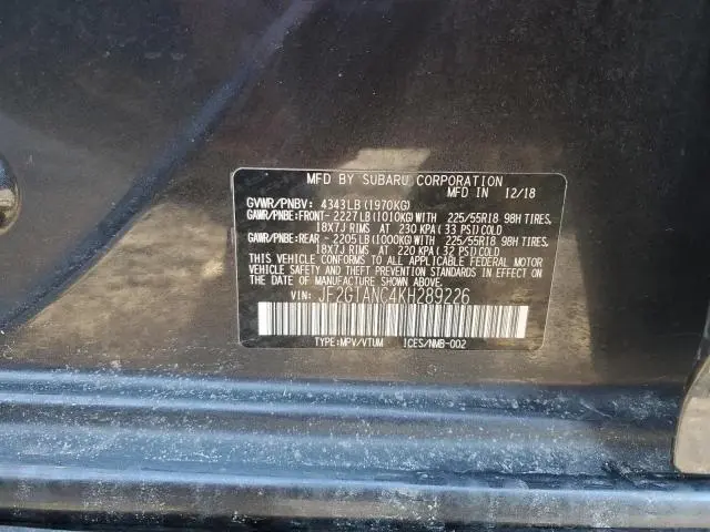 2019 SUBARU CROSSTREK LIMITED
