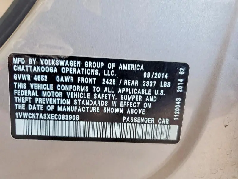 2014 VOLKSWAGEN PASSAT SEL  