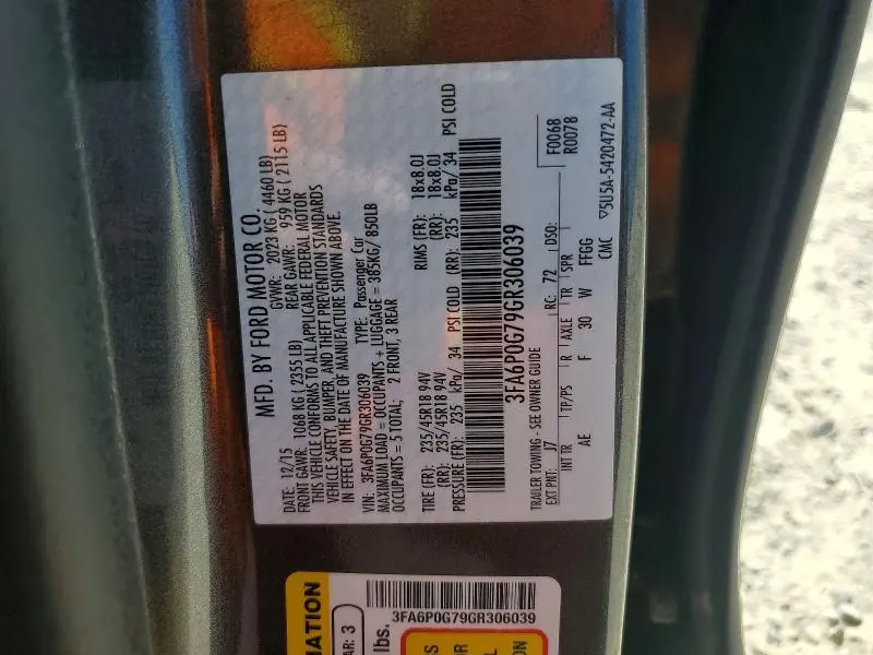 2016 FORD FUSION S  
