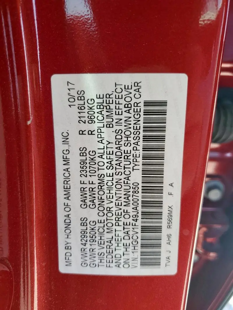 2018 HONDA ACCORD EX  