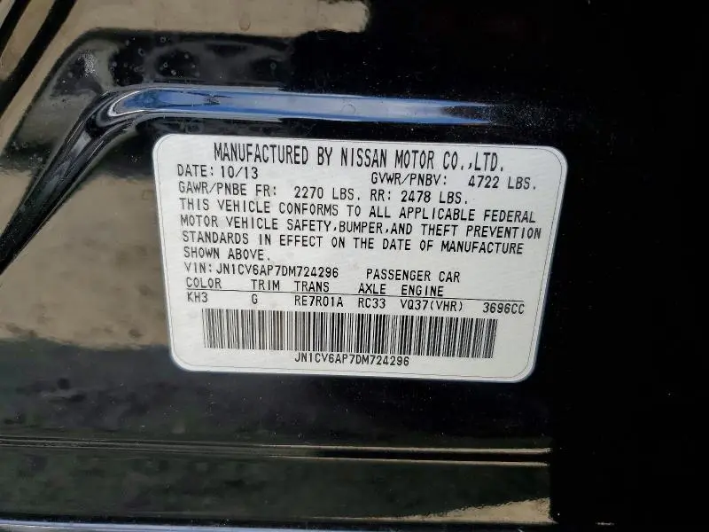 2013 INFINITI G37 BASE  