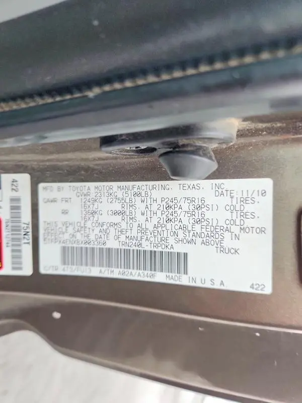 2011 TOYOTA TACOMA BASE  