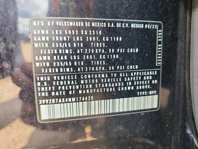 2022 VOLKSWAGEN TIGUAN SE  