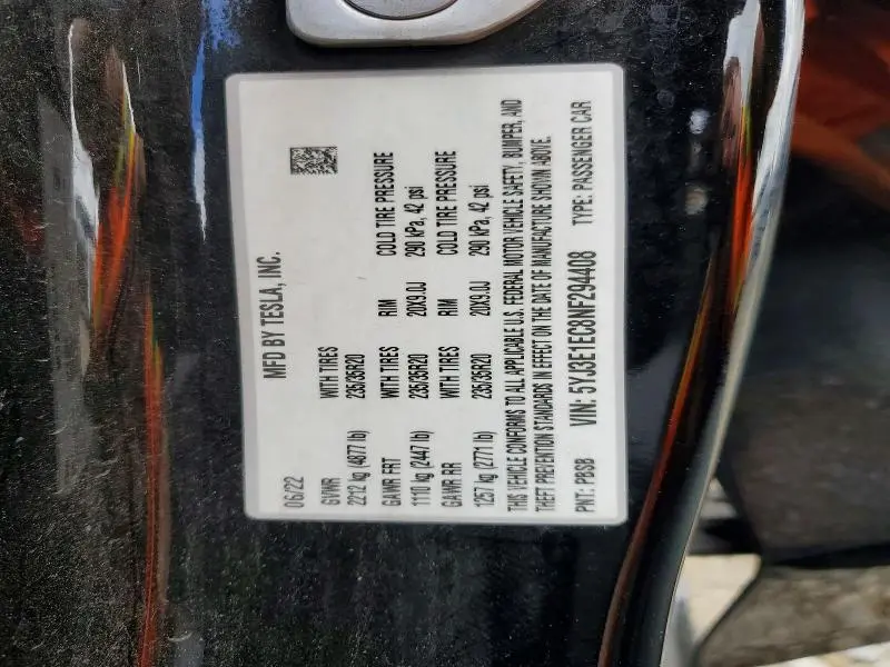 2022 TESLA MODEL 3   