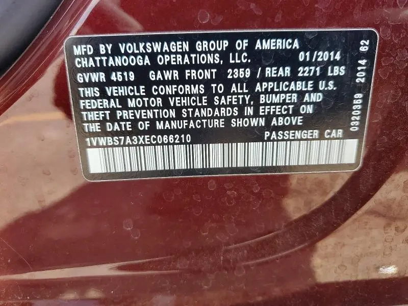 2014 VOLKSWAGEN PASSAT   