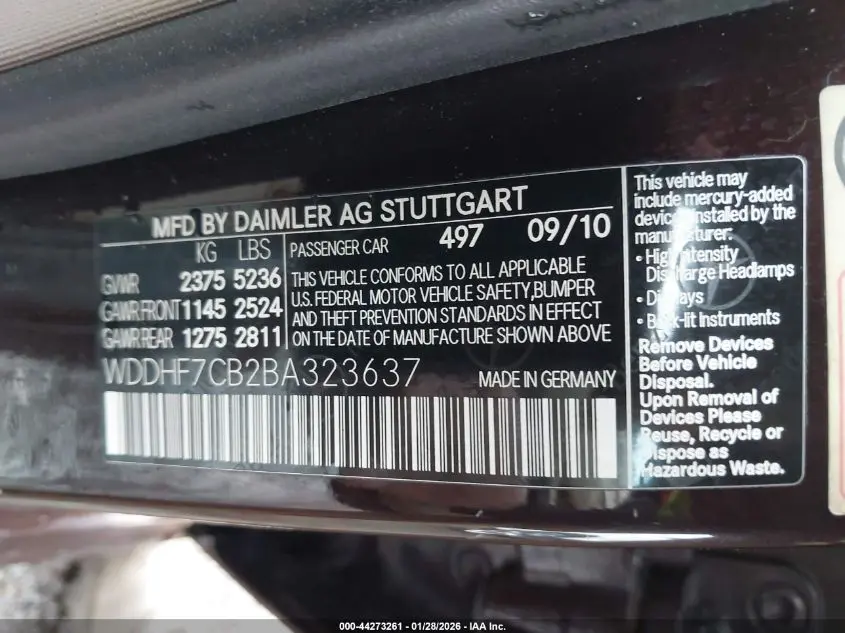 2011 MERCEDES-BENZ E 550  