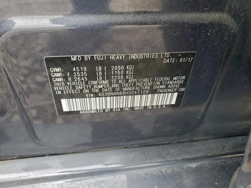 2017 SUBARU LEGACY 2.5I LIMITED  