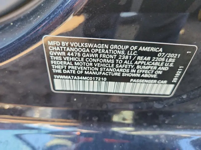 2021 VOLKSWAGEN PASSAT R-LINE  