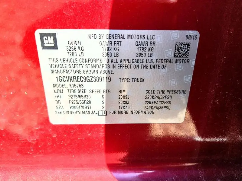 2016 CHEVROLET SILVERADO K1500 LT  