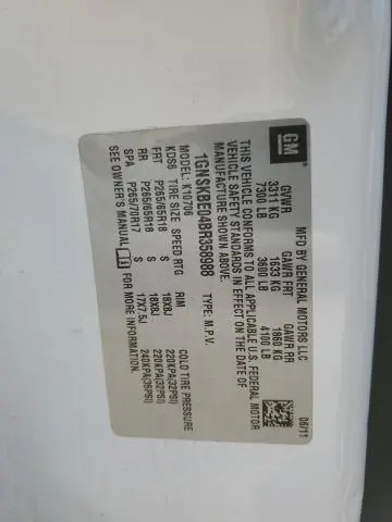 2011 CHEVROLET TAHOE K1500 LT  