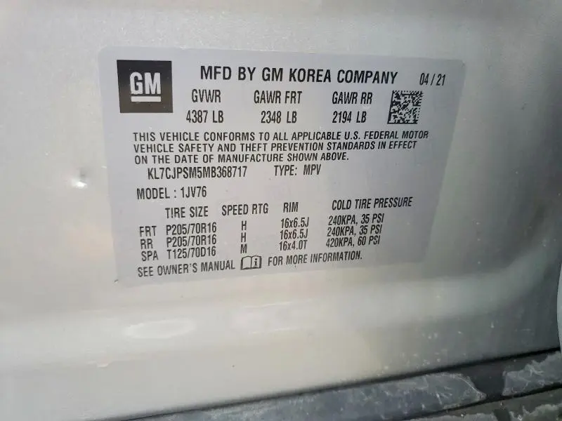 2021 CHEVROLET TRAX 1LT  