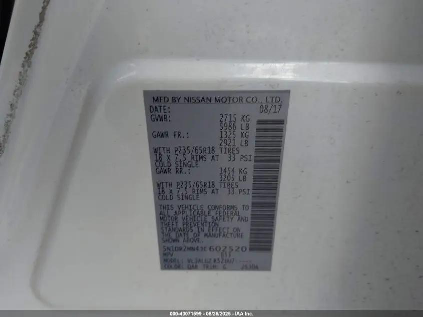 2018 NISSAN PATHFINDER SL