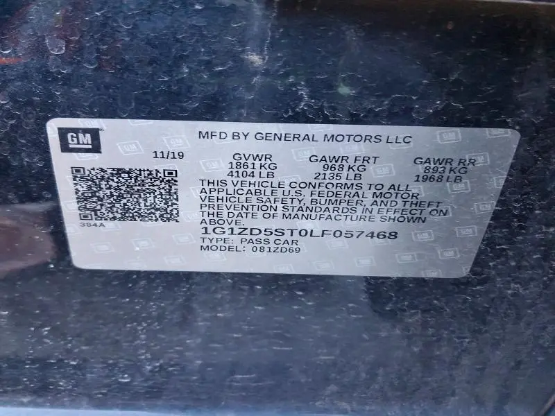 2020 CHEVROLET MALIBU LT  