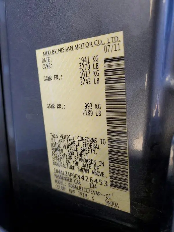 2012 NISSAN ALTIMA 2.5  